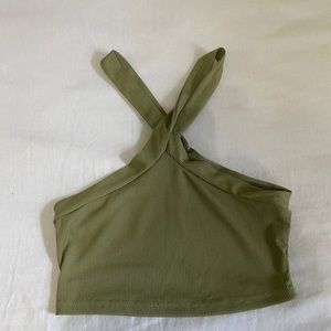 Olive green cross neck top